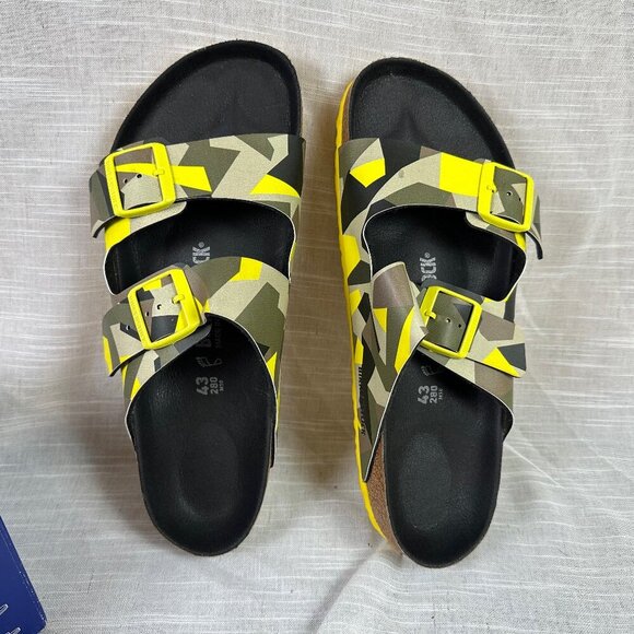 Birkenstock Mens Arizona Yellow Graphic Camo Slide Sandal With Box 43 EU US 10